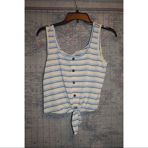 Button Down Striped Tie Tank